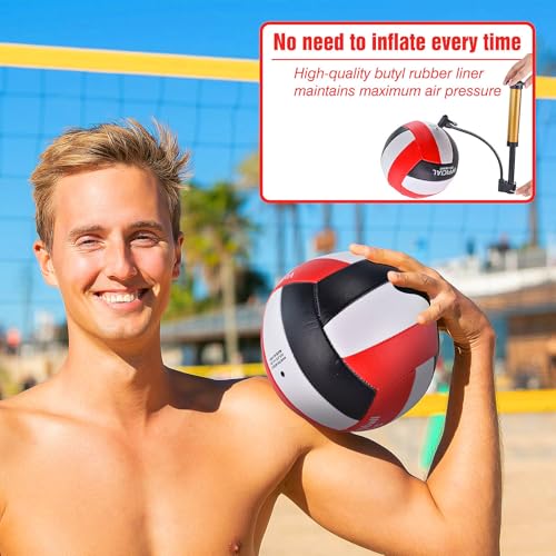 ELKCIP Volleyballs Official Size 5, Waterproof Soft Bulk Recreational Volley Balls with Pump and Net Bag for Indoor Outdoo...