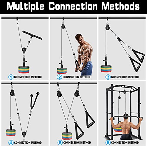 SERTT Weight Cable Pulley System Gym, Upgraded Cable Pulley Attachments for LAT Pull Down, Biceps Curl, Tricep, Arm Workou...