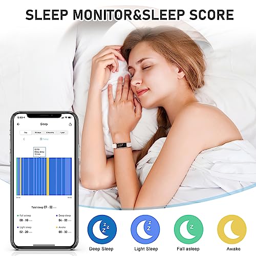 Fitness Tracker with 24/7Heart Rate, Blood Pressure, Sleep Tracking, Calorie, Activity Tracker with 1.1" AMOLED Color Scre...