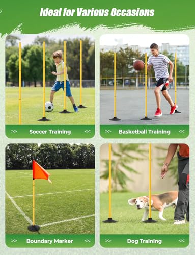 GHB Agility Poles 4 Pack 50" Sports Soccer Training Poles,Detachable Speed Training Equipment Football Accessories with Ru...