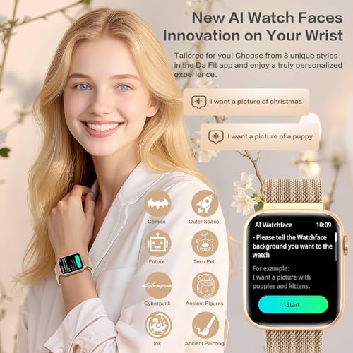 2025 Smart watches for Women with Blood Pressure Monitor, 1.9" AMOLED DA GPT AI Voice Smartwatch, 24/7 Heart Rate Stress S...
