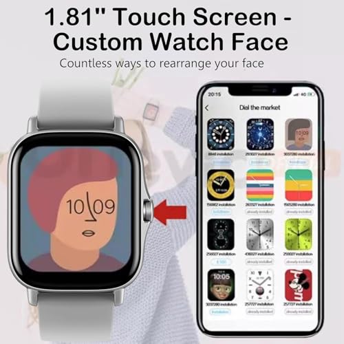 OICIIDO Smart Watch, 1.83" Upgraded Full Touchscreen Smart Watch for Android iPhones with Heart Rate Blood Pressure Monito...