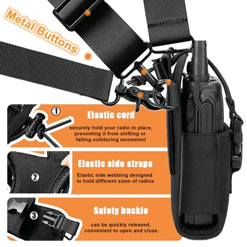 Levowin 2 Pack Firefighter Radio Strap and Holder with Sway Strap Bundle Set, Adjustment Ability and Mic Holder, Holds Wal...