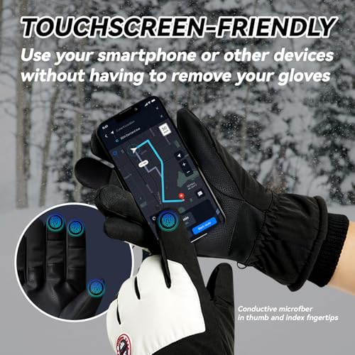 WishLotus Winter Ski Gloves for Women Men, Snow Warm Gloves with Anti-Lost Buckle for Skiing Biking Hiking in Cold Weather