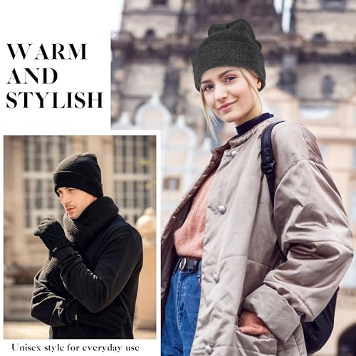 lucdnc Beanies for Men Women 2 Pack Fall Winter Men's Hats Unisex Warm Knit Skullies Beanies Soft Ski Caps