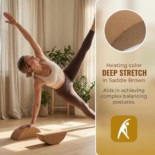 VOSAREA Cork Yoga Block - High Density Natural Support for Pilates, Hot Yoga & Meditation - Non Slip Pilates Bricks for Ba...
