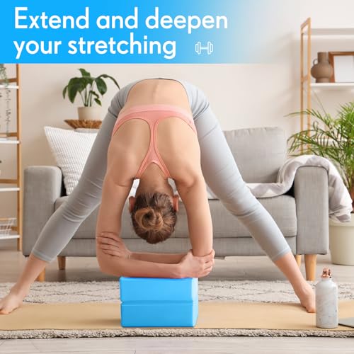 RoundFunny 4 Pack Yoga Blocks Non Slip Pilates Brick Foam Blocks Pilates Dance Gymnastics Workout Fitness Props Tool for S...
