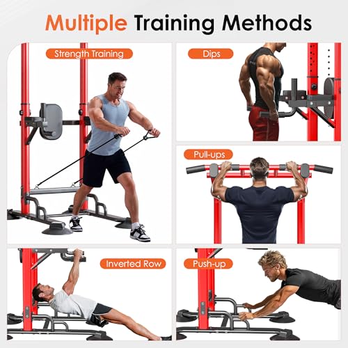 SogesPower Pull Up Bar Station Power Tower,12-Level Adjustable Multi-Function Pull Up Dip Station for Home Gym, Pull Up Ba...