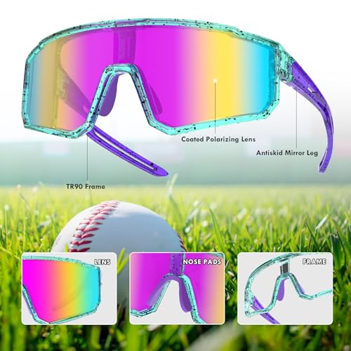 BOLLFO Polarized Sports Sunglasses,UV400 Protection Outdoor Glasses for Men Women Youth Baseball Cycling Running Driving Golf