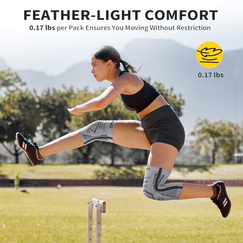 CAMBIVO Knee Brace for Women and Men with Side Stabilizer 2 Pack, Lightweight Knee Compression Sleeves for Knee Pain Relie...
