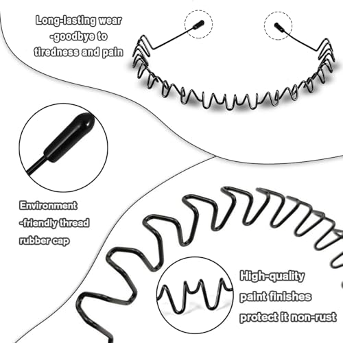 KELUBATU Metal Headbands for Men & Women, Metal Wavy Spring Hair Band, Adjustable Non-Slip Hair Hoop for Sports/Workout/Ru...
