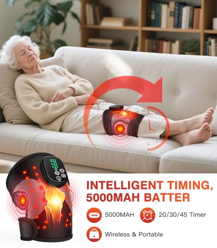 Lanieney Knee Massager with Heat and Red Light Therapy, Knee Brace with Vibration, 5000mah Wireless Cordless,660nm & 850nm...
