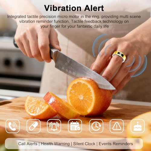 uaue Smart Ring for Women Men, Fitness Tracker Ring with Heart Rate/Women's Health/Sleep/Steps, Touch Control, Vibration A...