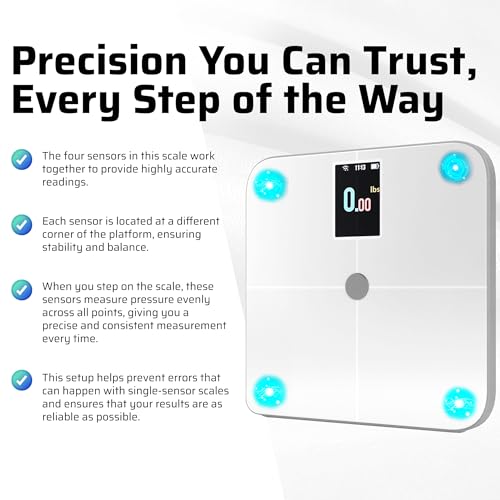 Premium Smart Digital Body Weight Scale - 4 Electrodes – 25+Metrics -Rechargeable- WiFi & Bluetooth - Full Body Analysis -...
