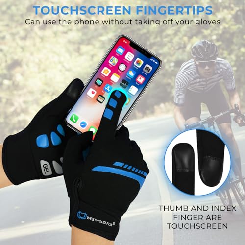 WESTWOOD FOX Cycling Gloves for Men Women, Full Finger, Anti-Slip Touchscreen Breathable Mountain Bike Gloves for MTB Ridi...
