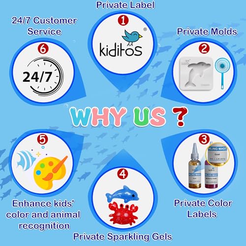 Kiditos Magic Water Elf Toy Kit–Squishies for Kids, 10 Gels & 6 Molds, Magic Gel Water Pets Sensory Toy, Fun DIY Craft Ki...
