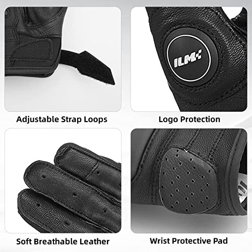 ILM Air Flow Leather Motorcycle Gloves Touchscreen for Men and Women (3XL, Black)