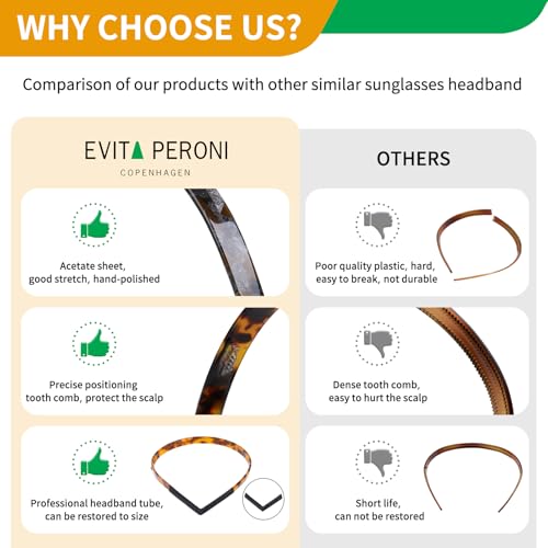 EVITA PERONI Hair Band for Eyewear, No Pressure, Non Slip Fashion Thin Headbands for Women - Tortoise - Hairband for Wome...