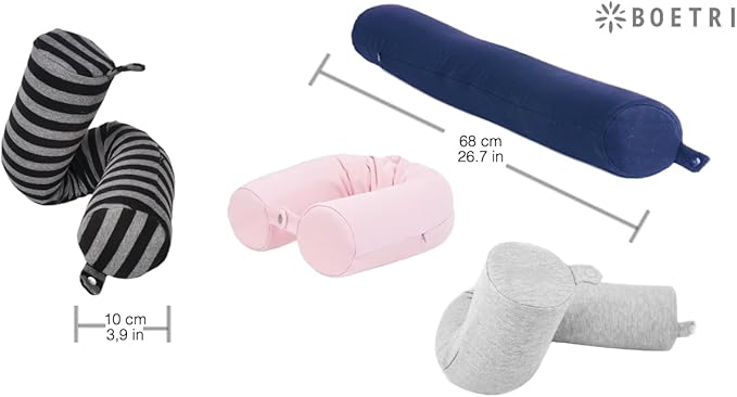 Twist Memory Foam Travel Pillow - Cotton Cover - Travel Bag Included - Adjustable, Bendable Pillow for Neck, Head, Chin, Lumbar and Leg Support (Black)