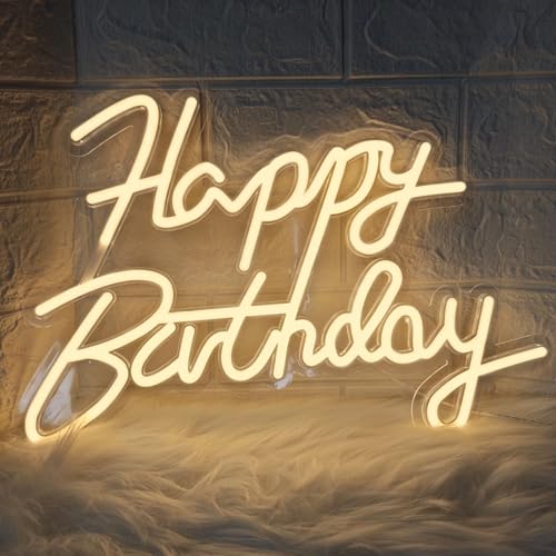 Happy Birthday Neon Signs,Adjustable LED Neon Light Sign Backdrop powered by USB,Light Up Colorful Bday Neon Lights for Ba...