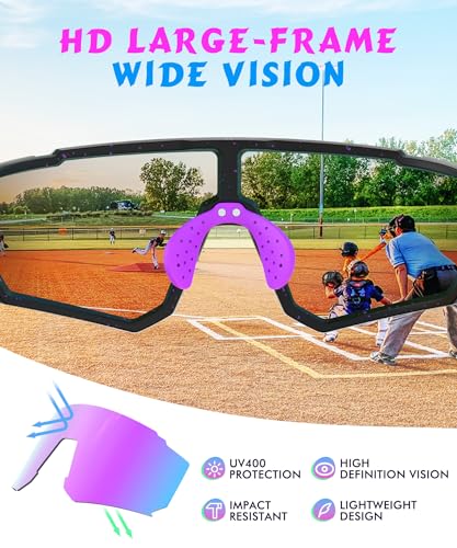 QALLY 3PACK Kids Sunglasses Youth Baseball Sunglasses for Boys Girls Age 4-14, Softball Cycling UV400 Protection Sports