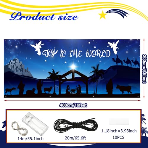 Ganeen 6.4x16 ft LED 2025 Christmas Garage Door Banner String Light Large Rustic Xmas Garage Door Decorations Xmas Banner ...