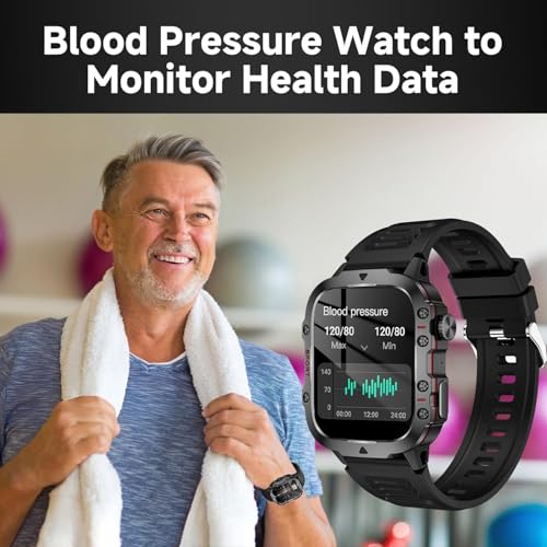 CEMASGE Blood Pressure Watch for Men, IP68 Waterproof Blood Pressure Watch, 1.96" High-Resolution Touch Screen Smart Fitne...