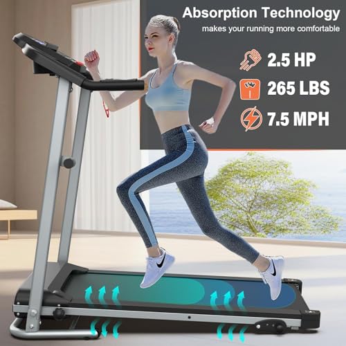 Home Foldable Treadmill with Incline, Folding Treadmill for Home Workout, Electric Walking Treadmill Machine 15 Preset or ...