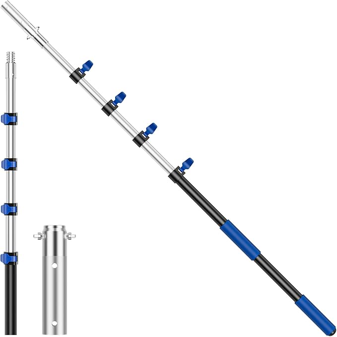 Pool Pole Telescopic 16FT Heavy Duty Upgraded Aluminum, 16 Ft Extension/Extendable Telescoping Tool for Above Ground/Ingro...