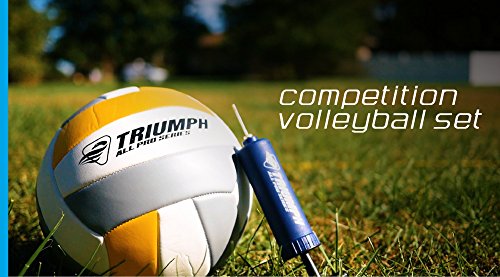 Triumph Competition Volleyball Set – Regulation 32' Net, Steel Poles, Official Volleyball with Pump, Boundary Lines, and C...