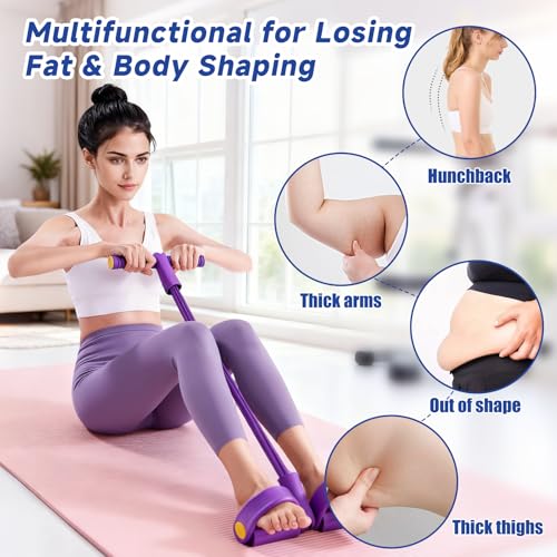 Multifunctional Pedal Resistance Band, 8-Tube Stretch Band with Handle, Fitness Shaping Yoga Exercise Equipment, Natural R...
