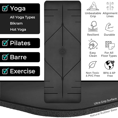 Plyopic. Ultra-Grip Pro Yoga Mat – EXTREME Non-Slip Performance - Dry Grip & Wet Grip - Alignment Lines - Comfortable & Sw...
