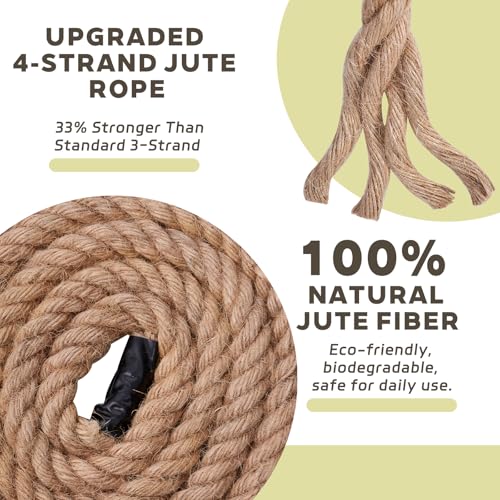 BRETANGME Jute Rope 1/2 Inch 50 Feet, Heavy Duty Rope, Twisted jute for Tug of War, Swing, Crafts, Gardening, Home Decor, ...