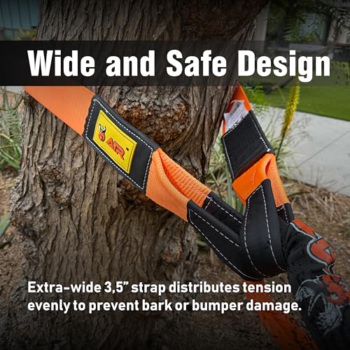 ATR Tree Saver Strap 3.5" x 8ft – 36,000 lbs Break Strength, Heavy Duty Tow Strap for Winch, Off-Road Recovery, Truck, Jee...