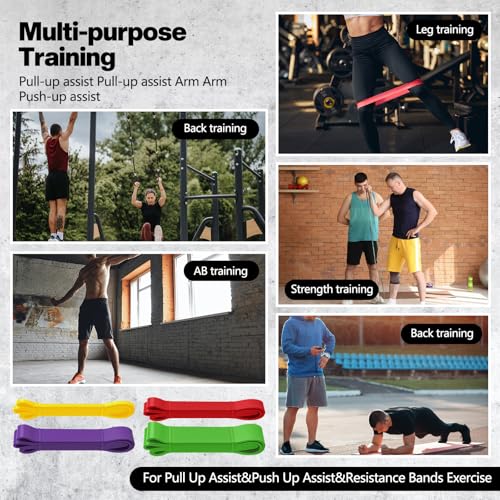 Soulchen Resistance Bands Pull up Assistance Band Set 530 Lbs 4 Pcs Exercise Bands with Assist Belt Nylon Strap and Door A...