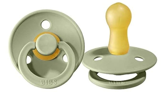 BIBS Pacifiers Colour Collection | Natural Rubber Baby Pacifier | Set of 2 BPA-Free Soothers | Made in Denmark | 18+ Months (Pack of 2) | Sage