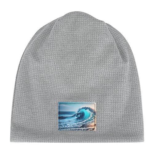 Ocean Sea Wave Print Lightweight Waffle Pullover Hat Men Women Winter Headwear Outdoor Camping Travel