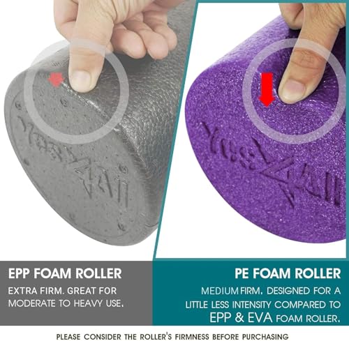 Yes4All Medium Firm Round PE Foam Roller 12, 18, 24, 36 Inches for Pilates, Yoga, Stretching, Balance & Core Exercises