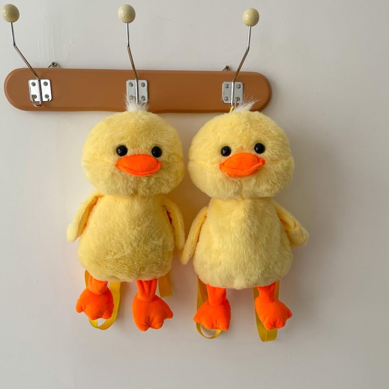 Ximimark 1 pc Cute Mini Little Yellow Duck Design Backpack, Chain Adjustable Strap Cartoon Fluffy Novelty Bag