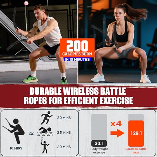 Weighted Ropeless Battle Ropes, Heavy Duty Portable Cordless Battle Ropes for Home Gym with Poster, Workout Exercise Rope ...