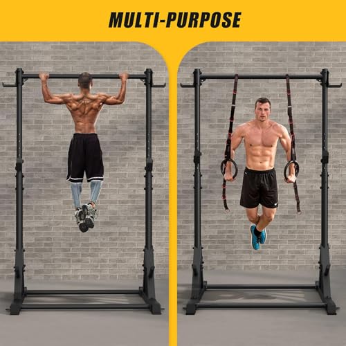 Jusgym Squat Rack with Pull Up Bar, Heavy Duty 600LBS Weight Capacity Squat Rack for Home Gym, Adjustable Multi-Functional...
