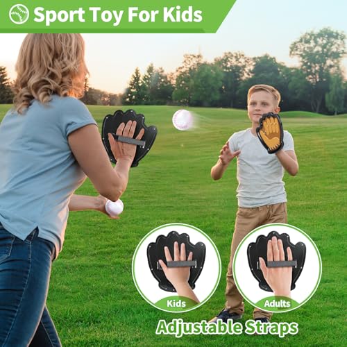 SpringFlower 4 Pack Catch and Toss Ball Game,Toddler Baseball Catch and Toss Ball Set,Outdoor Sport Yard Beach Pool Game T...
