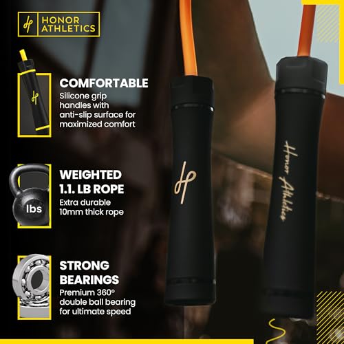 Honor Athletics 3.0 Muay Thai Style Weighted Jump Rope/Crafted for High-Intensity Training/Muay Thai & MMA - Lasting PVC J...