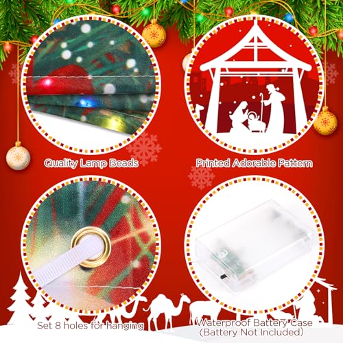 RUMIA Christmas Religious Garage Door Banner Decoration Large Merry Holy Cover with LED Lights Strings Backdrop for New Ye...