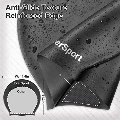EverSport Large Swim Cap for Braids and Dreadlocks, Waterproof Silicone Swimming Cap for Women Men Keep Hair Dry