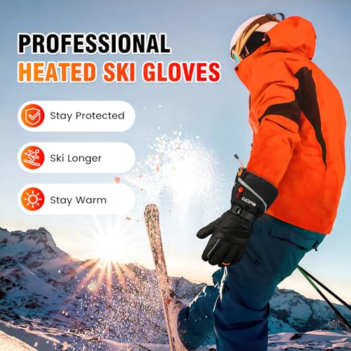 WASOTO Heated Gloves for Men Women,7.4V Battery 22.2WH Rechargeable Electric Heated Leather Gloves for Winter Outdoor Work...