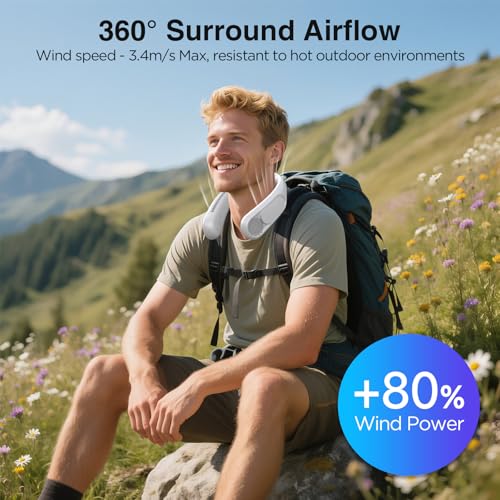 Hotsales Neck Fan, Hands Free Bladeless Neck Fans Portable Rechargeable, 6000 mAh Battery Operated Wearable Personal Fan, ...