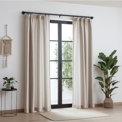Zeerobee Curtain Rods for Windows 48 to 84, 1 Inch Industrial Wrap Around Black Curtain Rod, Indoor/Outdoor Room Divider A...