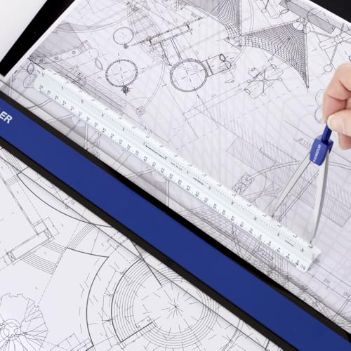 STAEDTLER 12in Engineer Scale Ruler - Triangular Engineering Ruler with 6 Scales(10-60 Parts/Inch), Color-Coded Grooves, P...