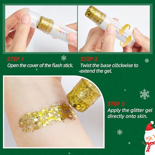 Christmas Body Glitter Stick, Holographic Sparkling Sequins Neon Outfit Music Rave Festival Perfect Christmas Accessories ...